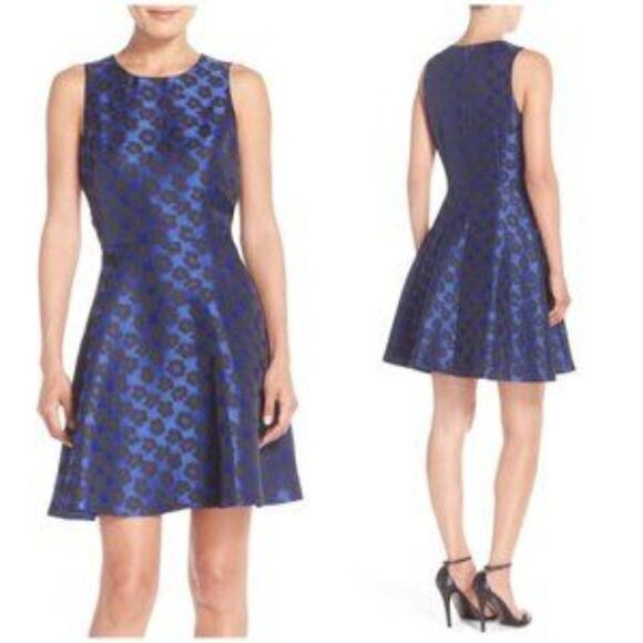 CECE Selena Leopard Blue Black Sleeveless Dress 4 - Picture 7 of 8